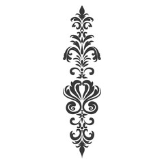 Silhouette vertical line divider with Baroque ornament black color only