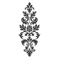 Silhouette vertical line divider with Baroque ornament black color only