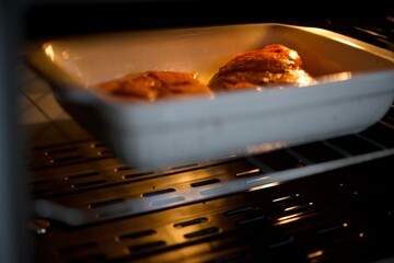 Marinated chicken fillet baked in the oven