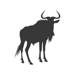 Silhouette Wildebeest animal black color only