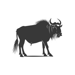Fototapeta premium Silhouette Wildebeest animal black color only