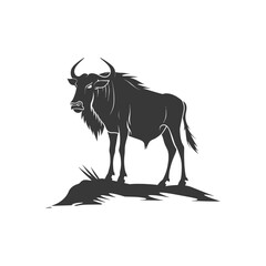 Silhouette Wildebeest animal black color only