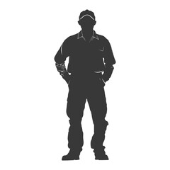 Silhouette Man Workers wearing jumpsuit black color only
