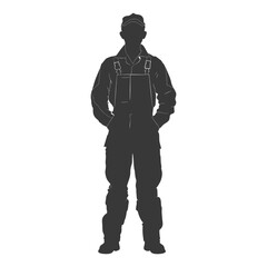 Silhouette Man Workers wearing jumpsuit black color only