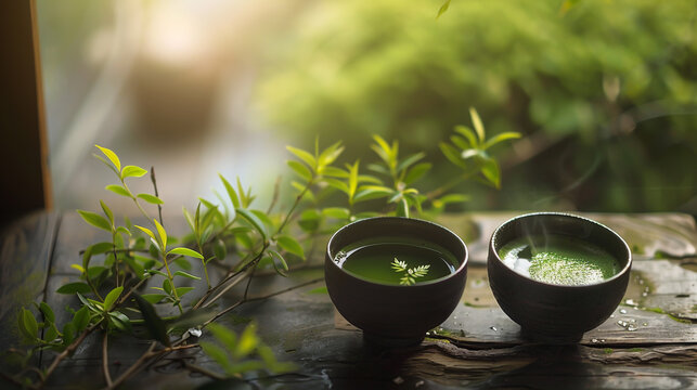 A tranquil Japanese matcha tea ceremony.