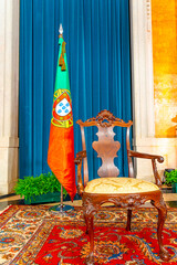 Noble hall of the National Palace of Aid prepared to receive the president of the republic with the...