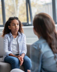 Obraz premium A woman in conversation with a psychotherapist