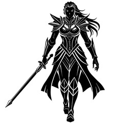 knight-woman-silhouette-stylized-silhouette-of-wa