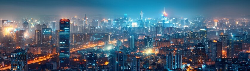 City lights at night from above.