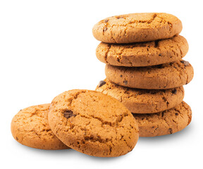 Oatmeal cookies isolated on transparent background.
