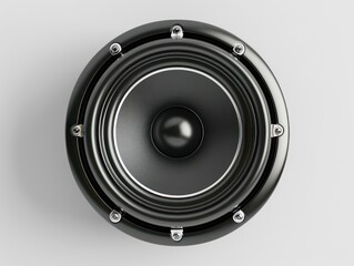black glossy subwoofer speaker  on white background