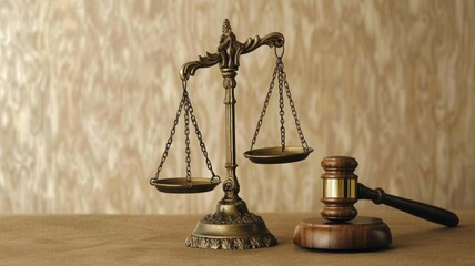 Symbolizing Legal Balance": Gavel and Scales of Justice ,Equal justice under law, better for highness of justice and equality