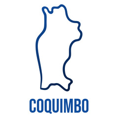 Simplified borders outline map of Coquimbo region, Chile