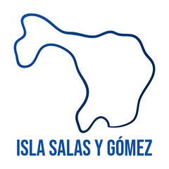 Isla Salas y Gómez , Chilean island simplified blue gradient outline map