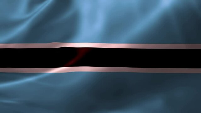 Realistic HD flag of the Botswana waving in the wind. Close up of Botswana Flag Slow Waving with visible wrinkles. flag background texture with vibrant colors and fabric background
