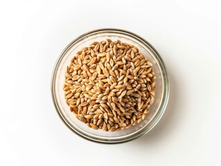 wheat bowl, top view on white background