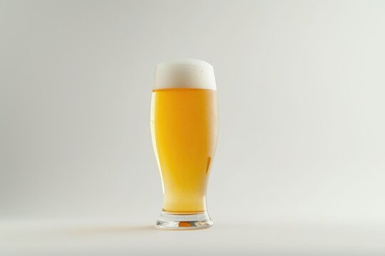Light and Airy Beer Glass on Clean White Background