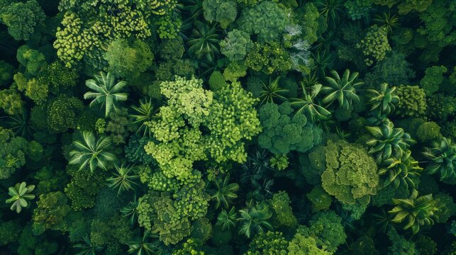The lush green foliage of the rainforest canopy is a sight to behold. The dense vegetation is home to a diverse array of plant and animal life.