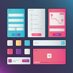 Linear flat ui/ux elements collection