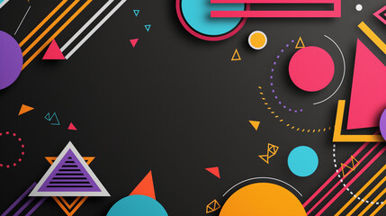 Vividly-colored shapes on a dark background