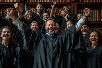 Fototapeta premium Empowered Legal Team with Lawyer in Black Gown