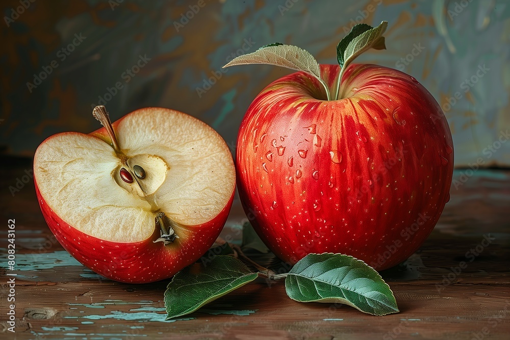 Wall mural red apple bite out forbidden beauty recipe dital color pearlized - Wall murals