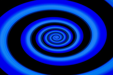 Abstract background with a blue tone and a swirl of black color. Illustration of a vortex texture