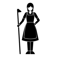 a cleaner woman meticulously cleaning a room with a brush (5)
