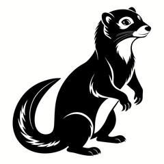 a ferret vector silhouette, in black color, against a solid white background (19)