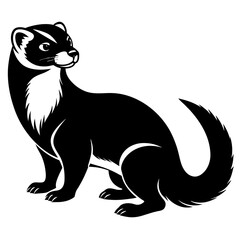 a ferret vector silhouette, in black color, against a solid white background (23)