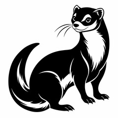 a ferret vector silhouette, in black color, against a solid white background (21)