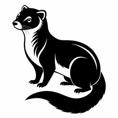 a ferret vector silhouette, in black color, against a solid white background (27)
