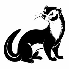 a ferret vector silhouette, in black color, against a solid white background (28)