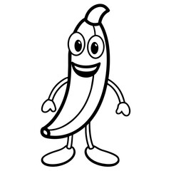 Banana fruit groovy carton character vector art illustration (14)