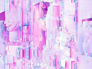 stretch cubes glitch texture, sci-fi effect, futuristic pink, magenta, white, light purple