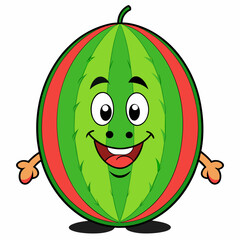watermelon fruit groovy cartoon character solid white background (1)