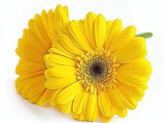 yellow gerbera flower on white background