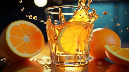 Juice from orange into glass