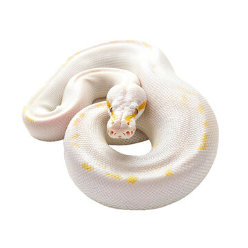 White albino python snake on transparent or white background