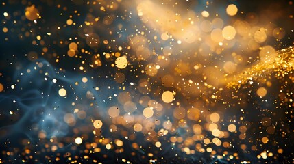 Captivating Golden Glitter Confetti Explosion with Shimmering Bokeh Lights for Festive