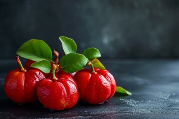 Succulent Acerola fruit. Top healthy fruit. Generate Ai