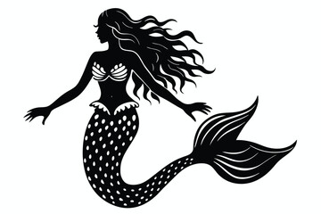 a-mermaid-silhouette-isolated-on-white-backgroun.eps