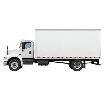 White box truck on transparent or white background