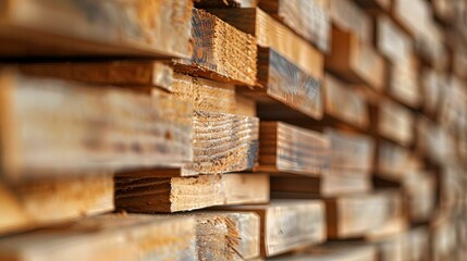 Close up of wood stack with wooden wall in background