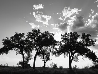 trees silhouette on white background