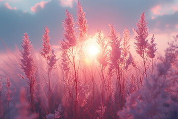 A serene pastel interpretation of the sunset, with airy, flowing lines that suggest a gentle breeze,