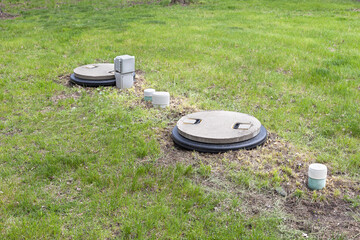 Septic tank system. Two chamber septic tank with alarm system