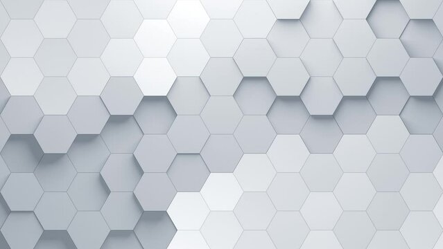 Hexagonal High Tech Corporate Background. Extruded 3D hexagons with soft shadows. Looped video.