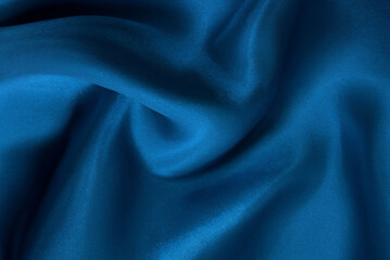 Dark Blue Fabric Texture, Crumpled Silk/Linen Pattern for Background & Design