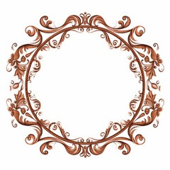 Indian Henna Frame. Elegant chocolate brown ornamental frame on a white background